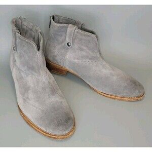 Johnston & Murphy Stephanie Bootie Womens 10M Gray Suede Leather Stitched Boho
